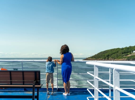 Mother and Son on Ferry deck
