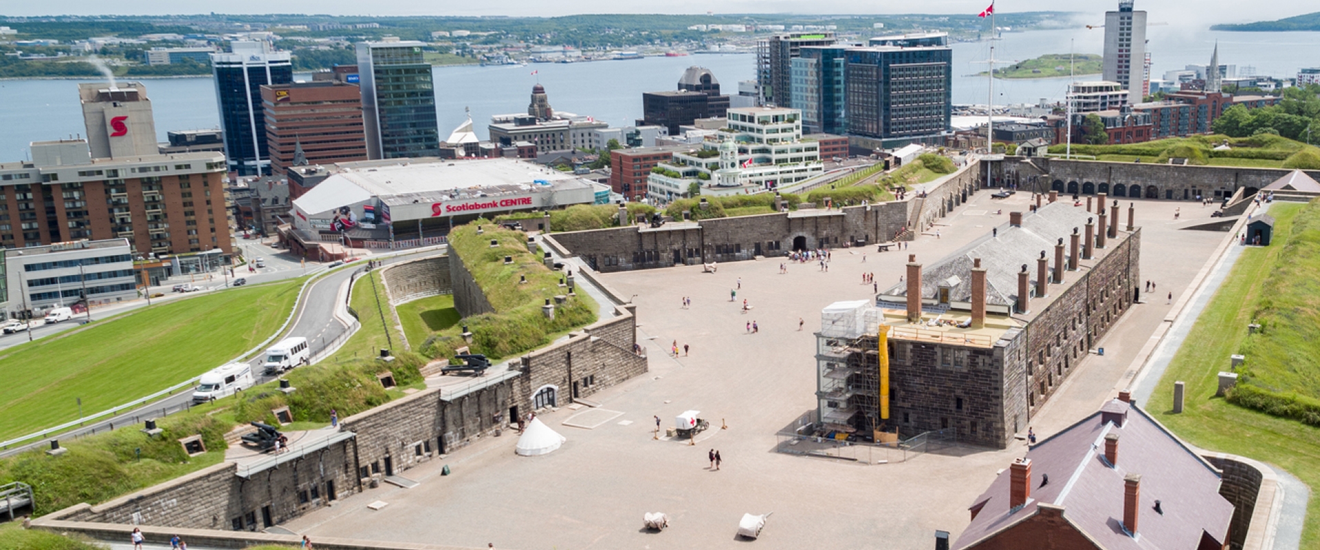 An aerial view of the Halifax Citadel and the ScotiaBank Centre